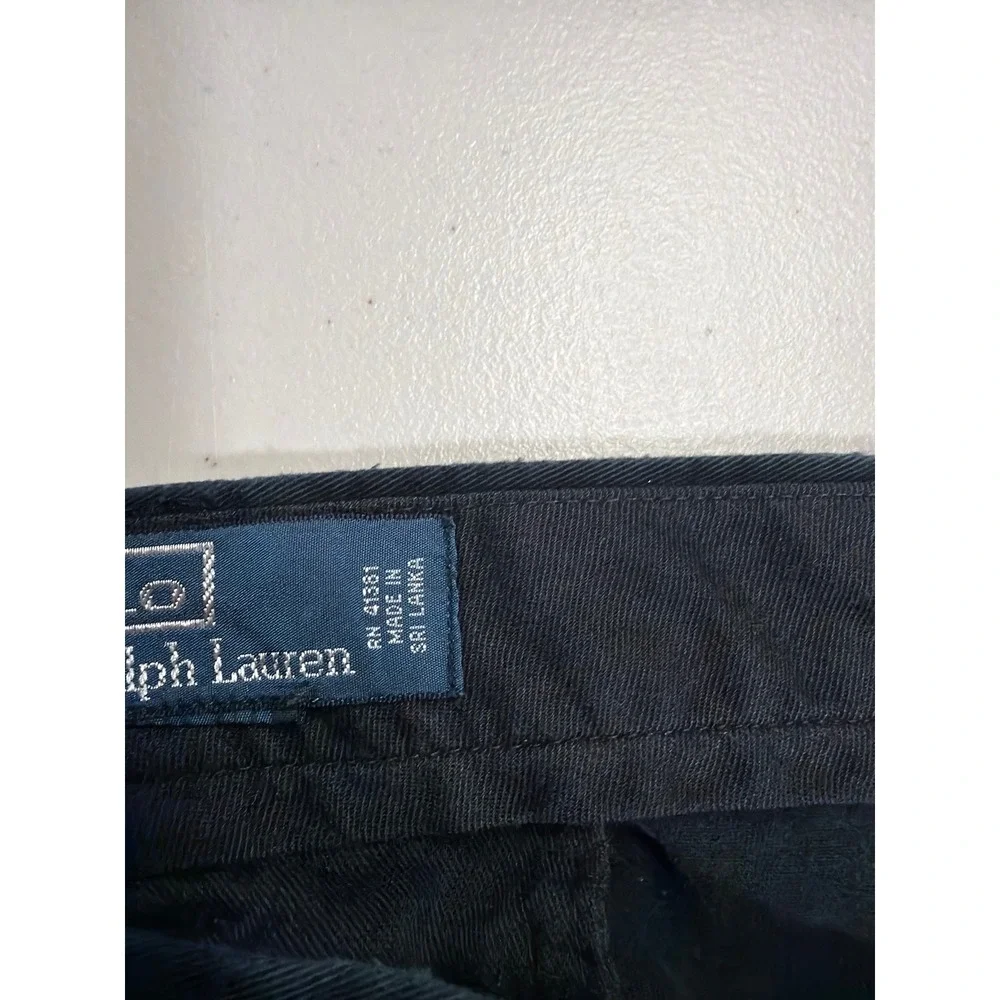 Polo Ralph Lauren Mens Chino Pants Black Cotton Twill Straight Leg 48x32